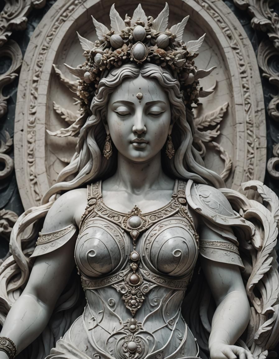 Fertility Goddess Statue in Hyperrealism Style