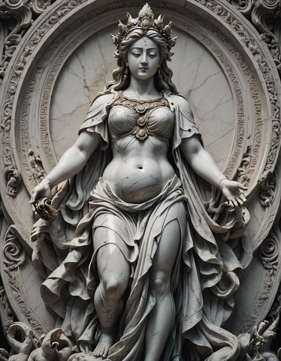 Fertility Goddess Statue in Hyperrealistic Style