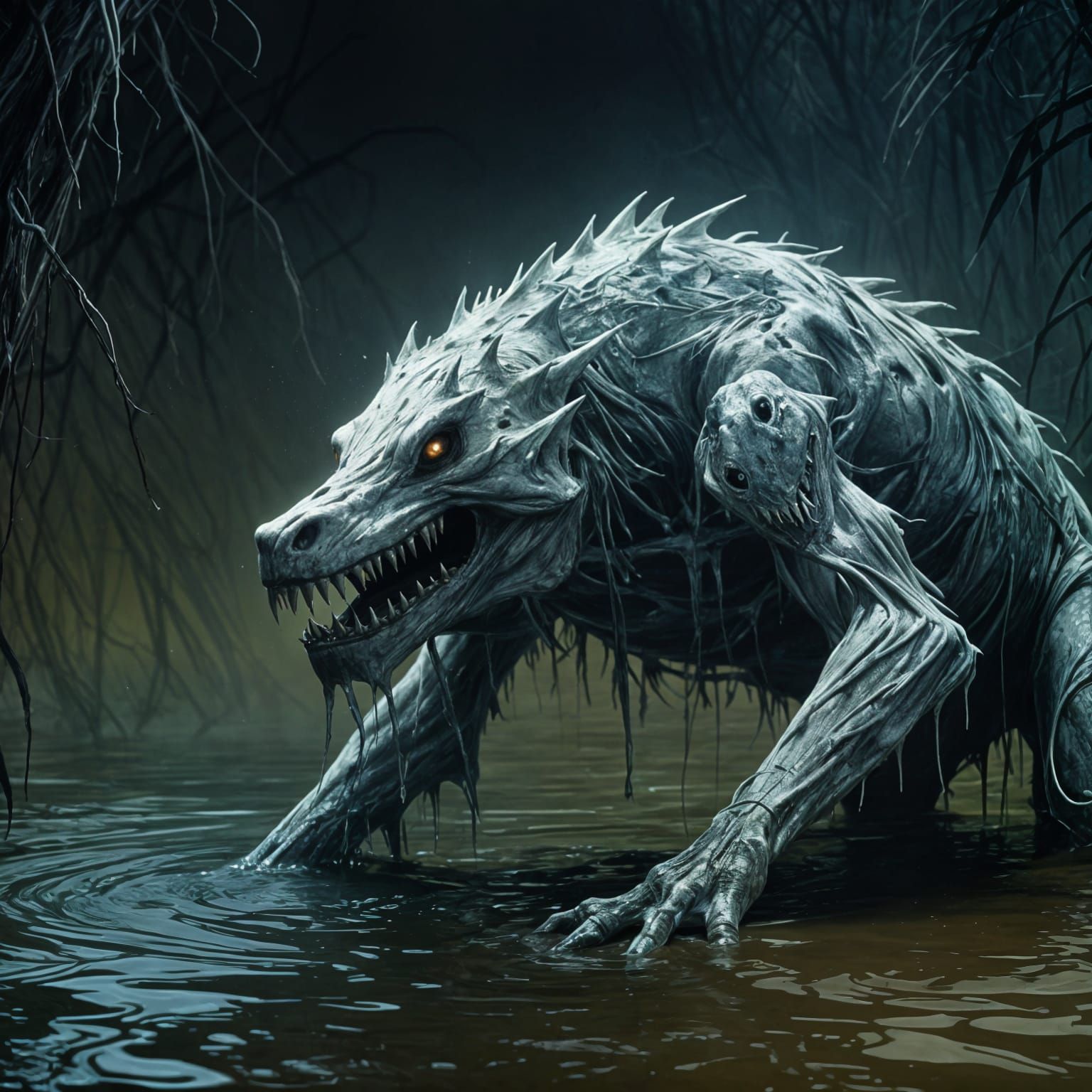 Monstrous Bunyip Emerges from Murky Depths