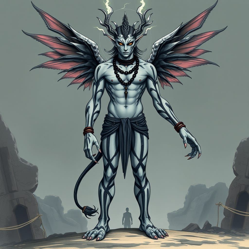 Towering Deity in Occult Aetherpunk Style