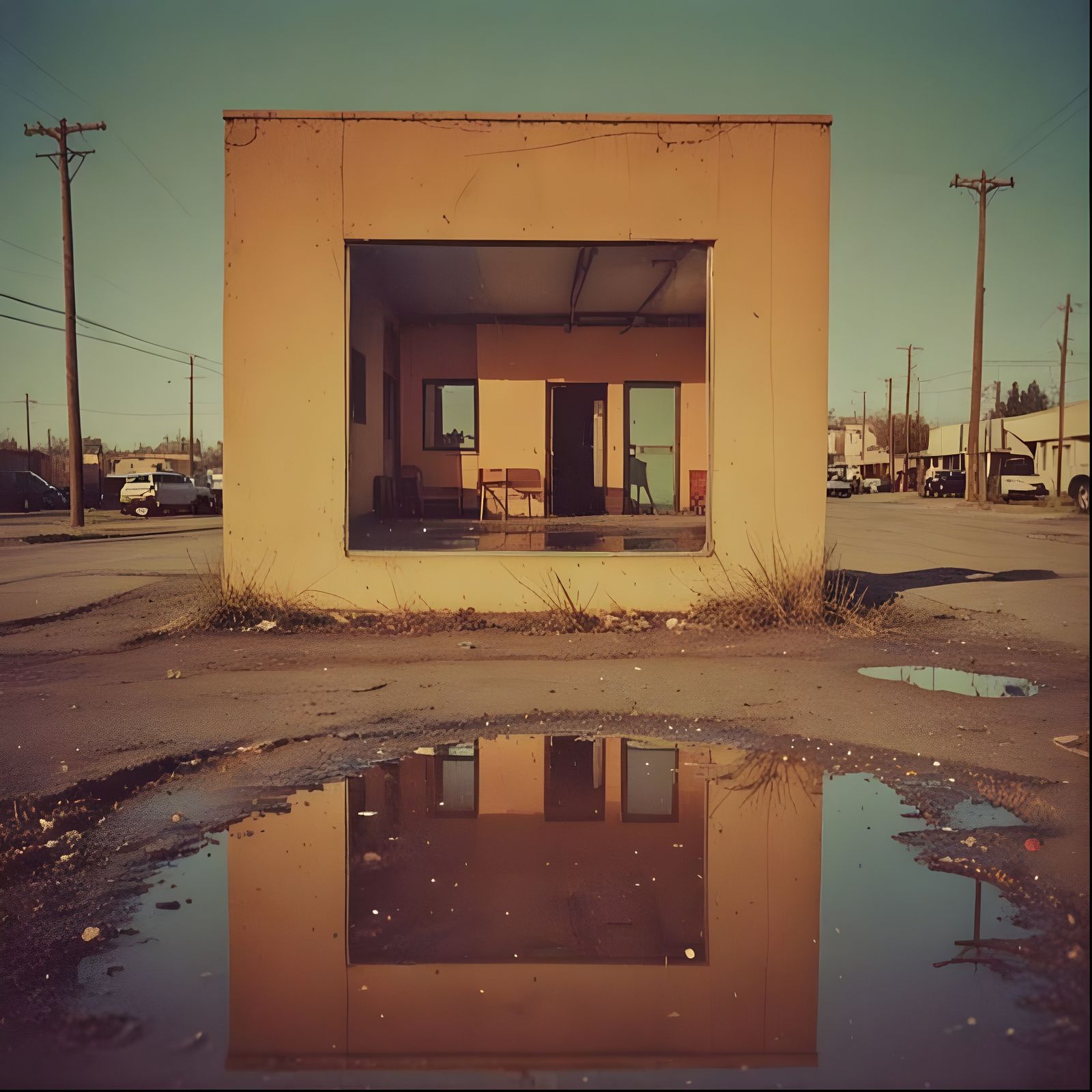 Surreal Desert Landscape in Neon Colors