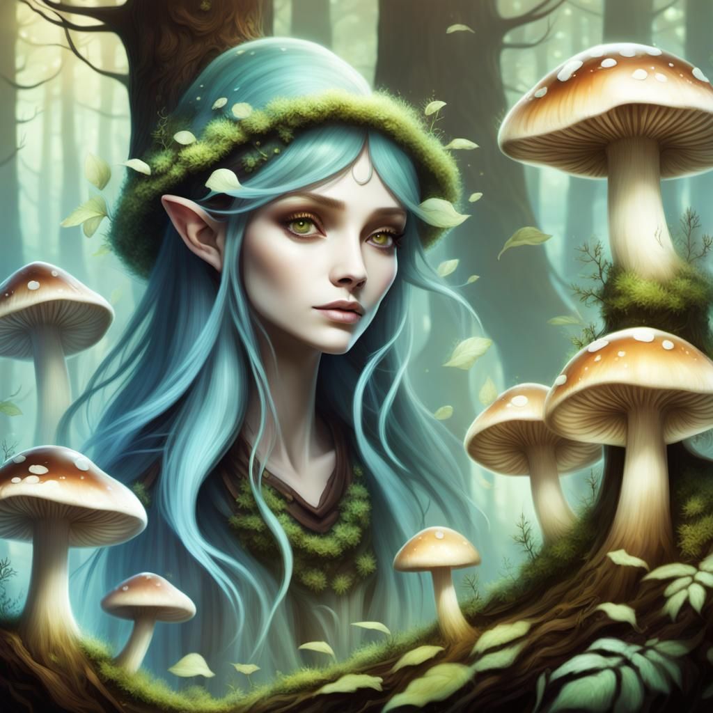 Ethereal Dryad Emerging from Forest in Matte Painting