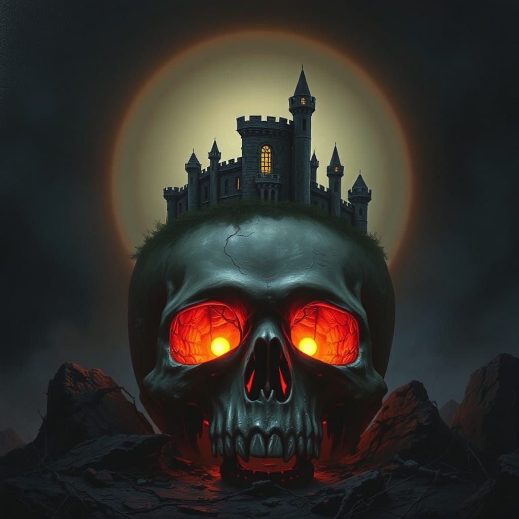 Eerie Castle Ruins Atop Ancient Skull