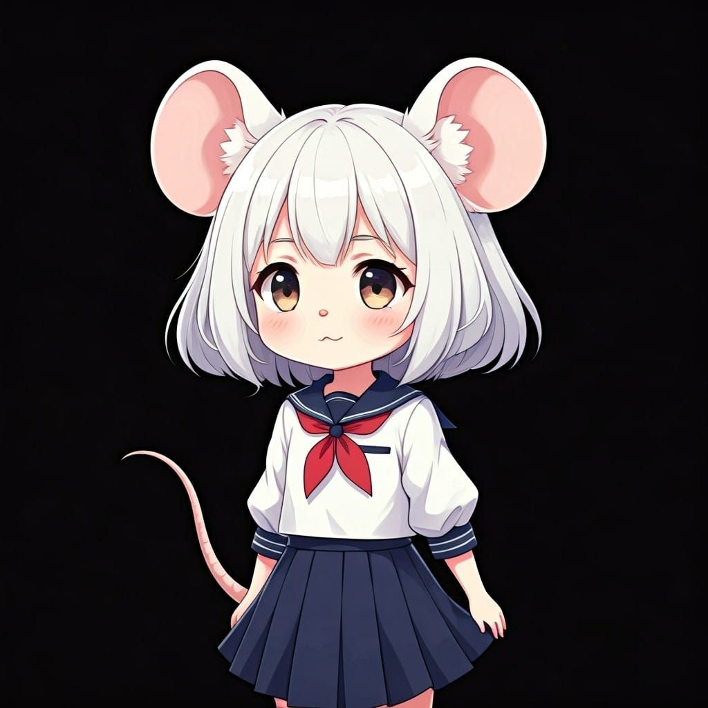 Anime Style Mouse in School Uniform