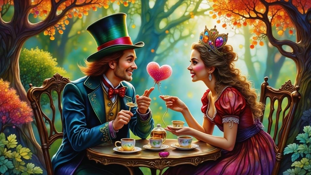 Steampunk Wonderland: Mad Hatter's Tea Party in the Woods