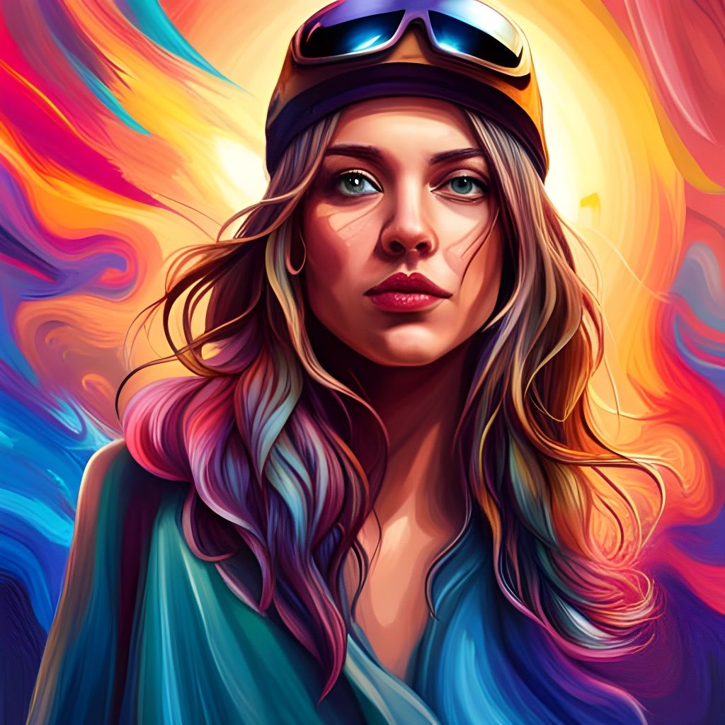 Hyperrealistic Rollerblading Hippie Girl in Splash Art Style