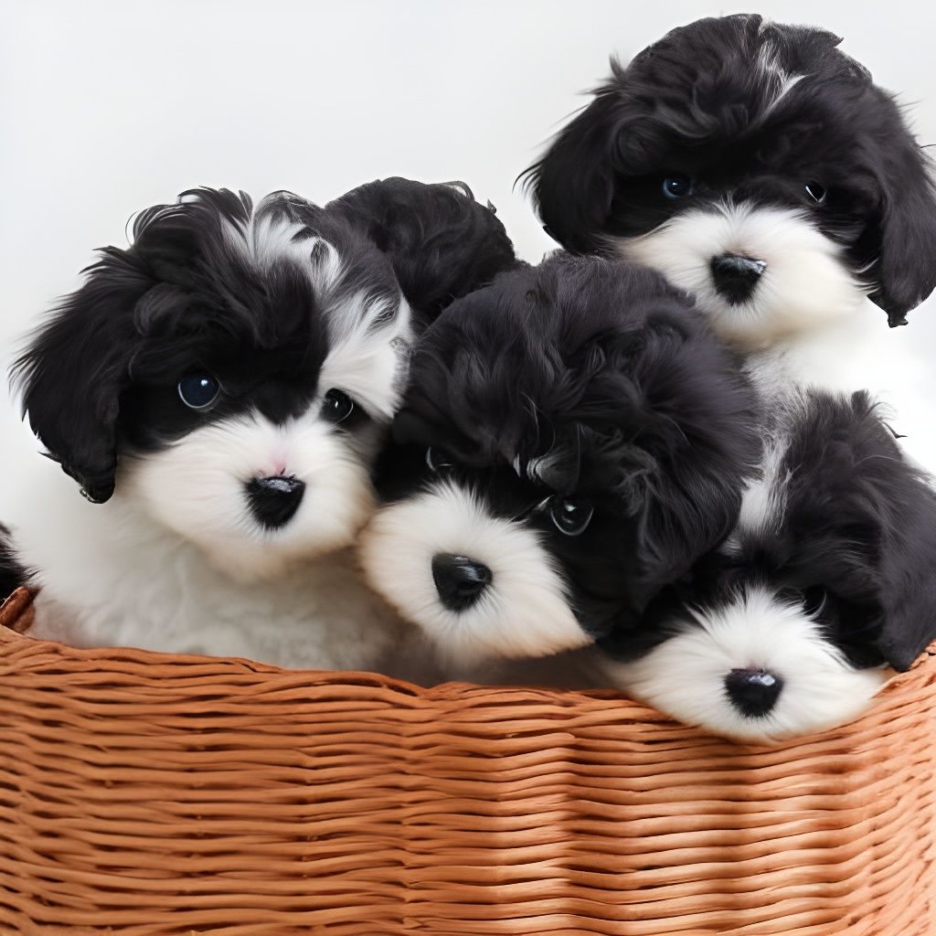 Basket Full of Fluffy Puppies