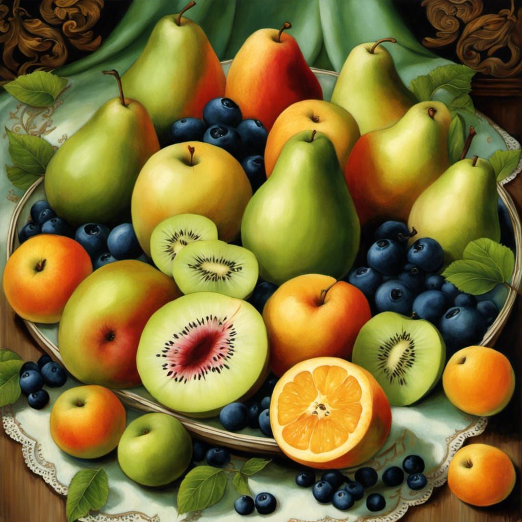 Opulent Fruit Bowl Illustration