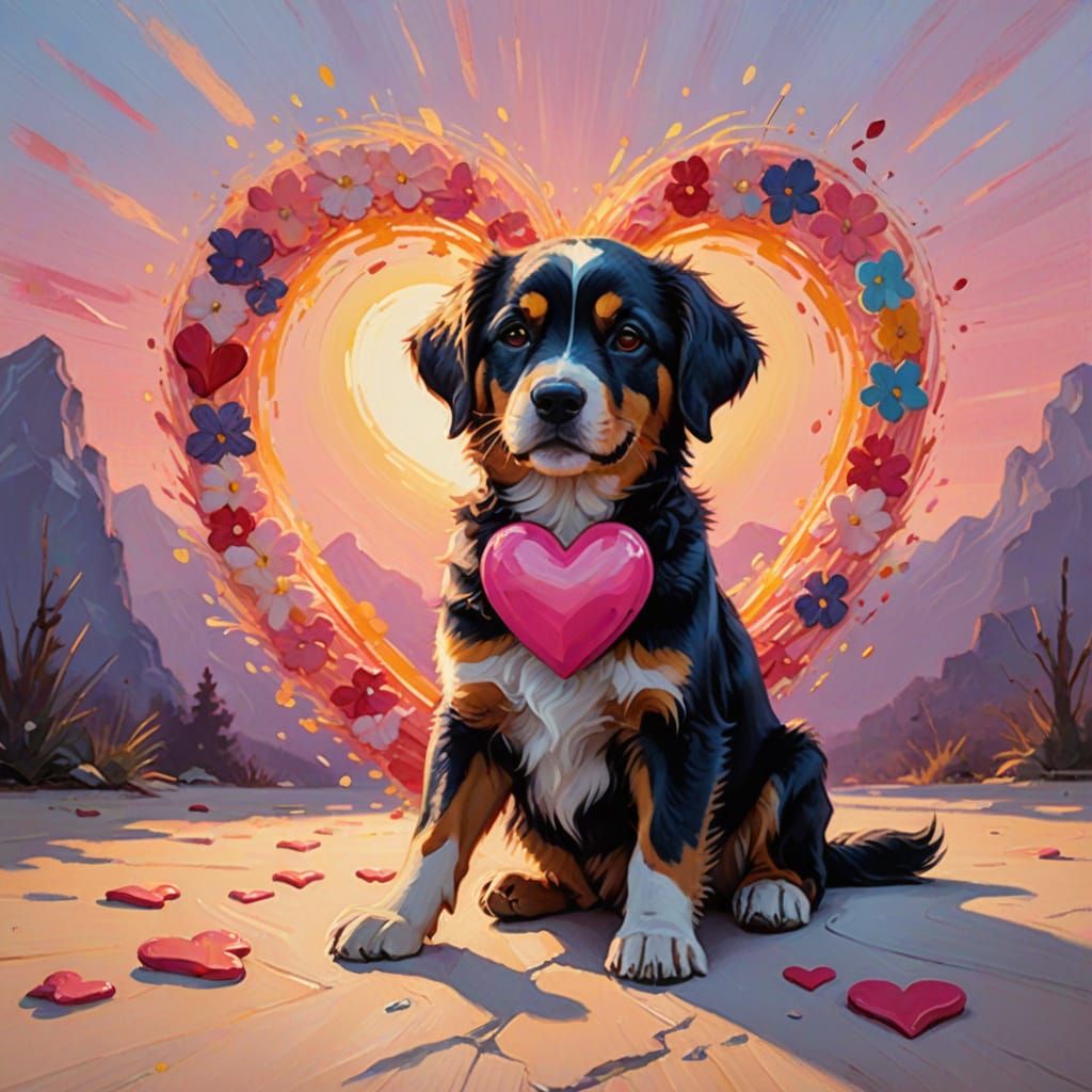 Heartwarming Dog Concept Art in Vibrant Oil Painting Style