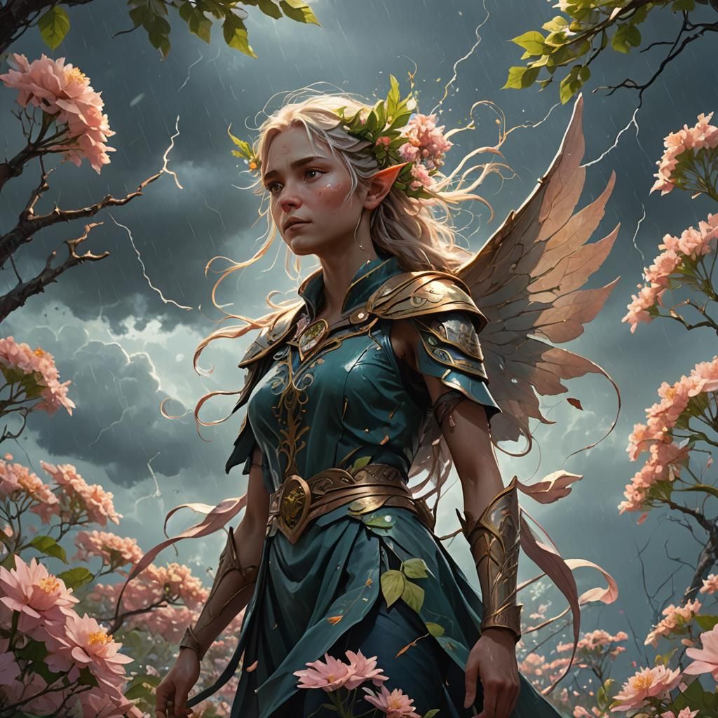 Weather Elf Summons a Storm: Fantasy Art