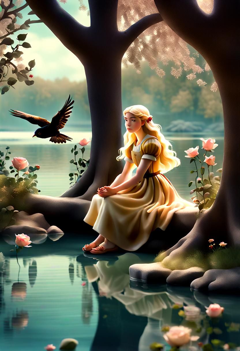 Briar Rose by the Lake: 3D Digital Art