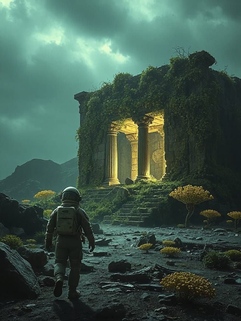 Astronaut Discovers Ancient Alien Temple with Luminescent Fl...