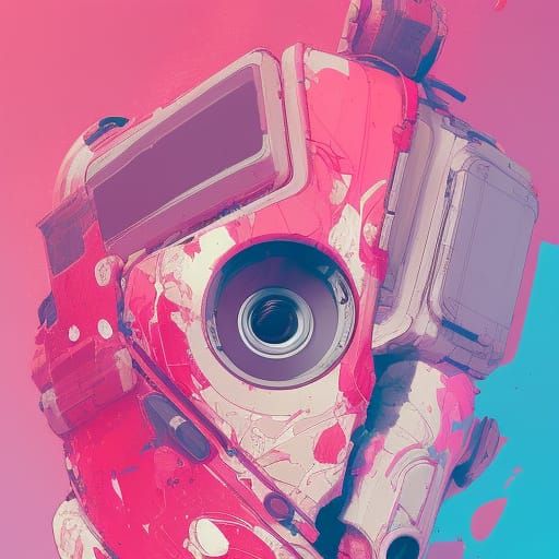 Strawberry Grenade Digital Art with Paint Swirls