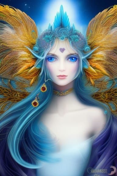Translucent Sylph with Dove Wings in Fantasy Portrait