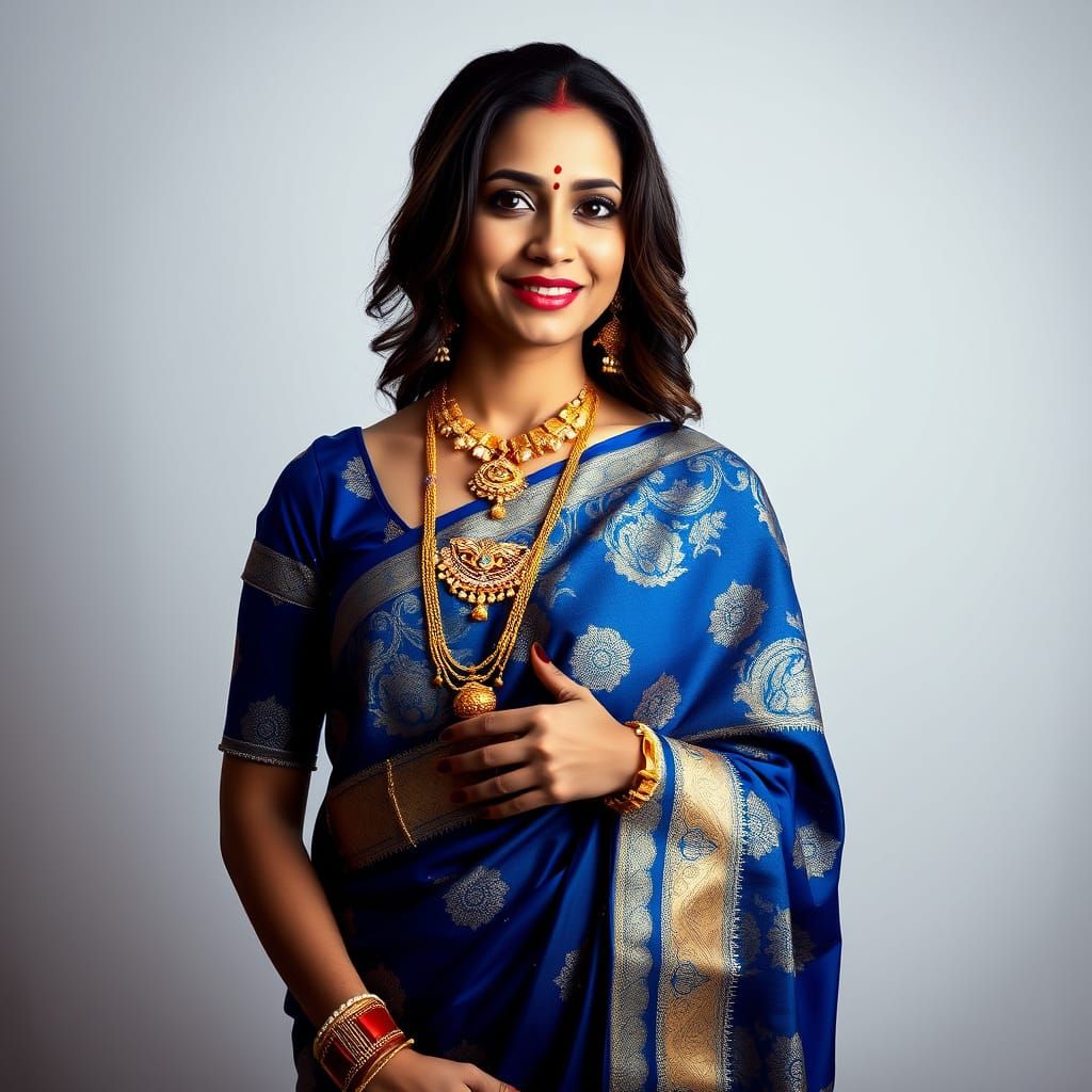 Beautiful Indian Woman in Traditional Silk Saree, Cinematic ...
