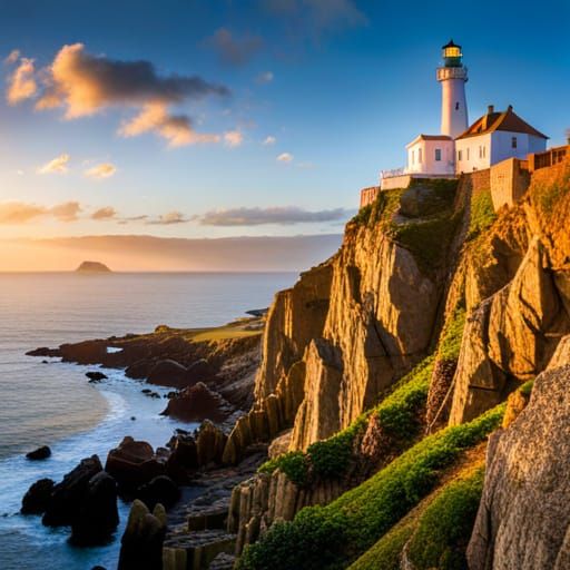 Lighthouse Military Fort: Detailed Matte Painting