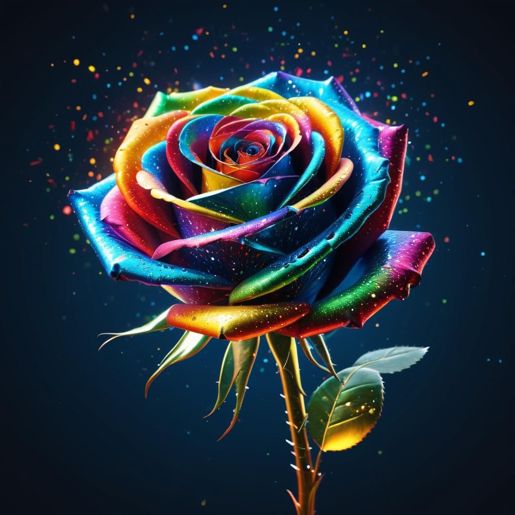 Rainbow Rose Ignites in AI Universe