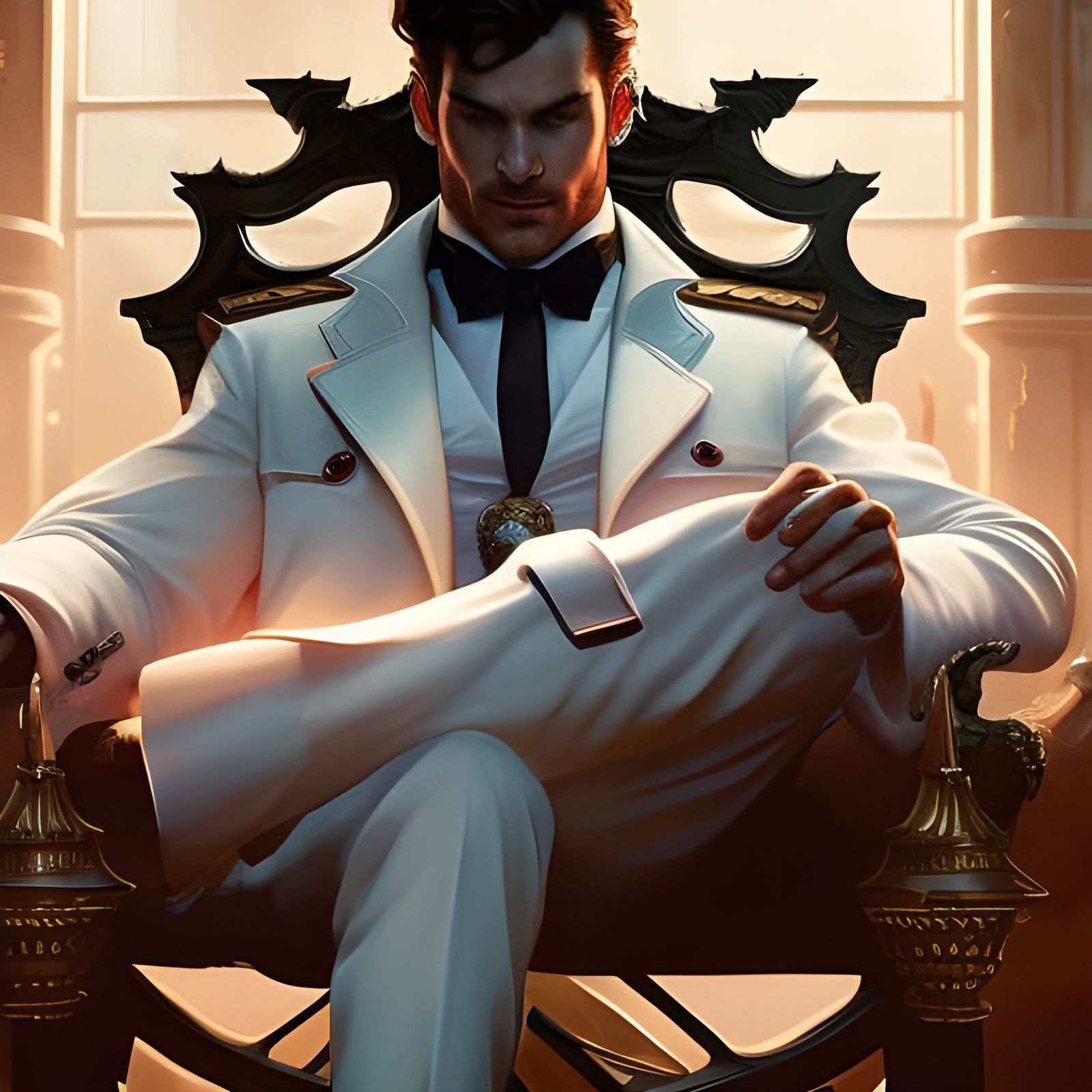 Italian Mafia Boss in Dramatic Lighting