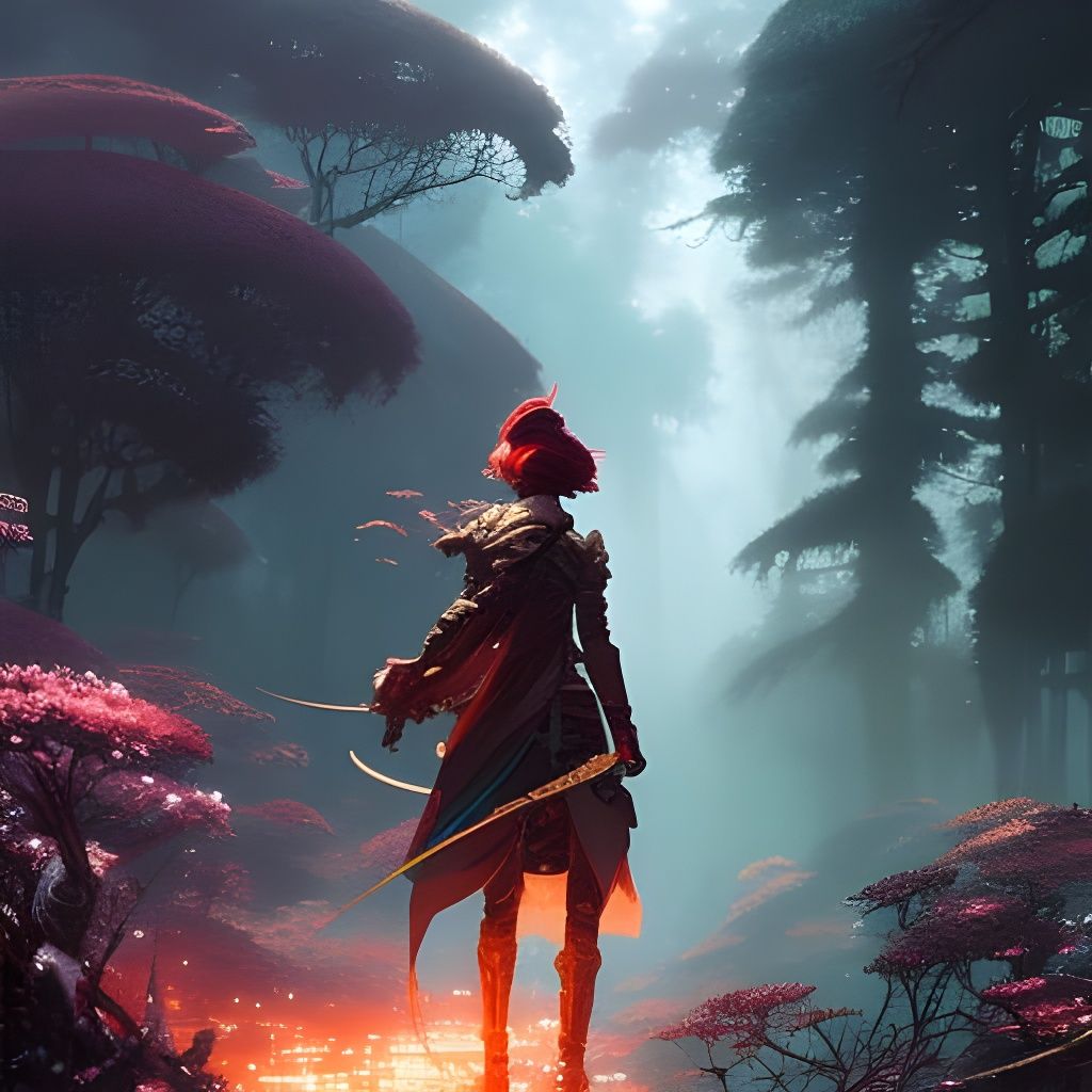 Anime Girl at Fantasy Portal, Digital Art