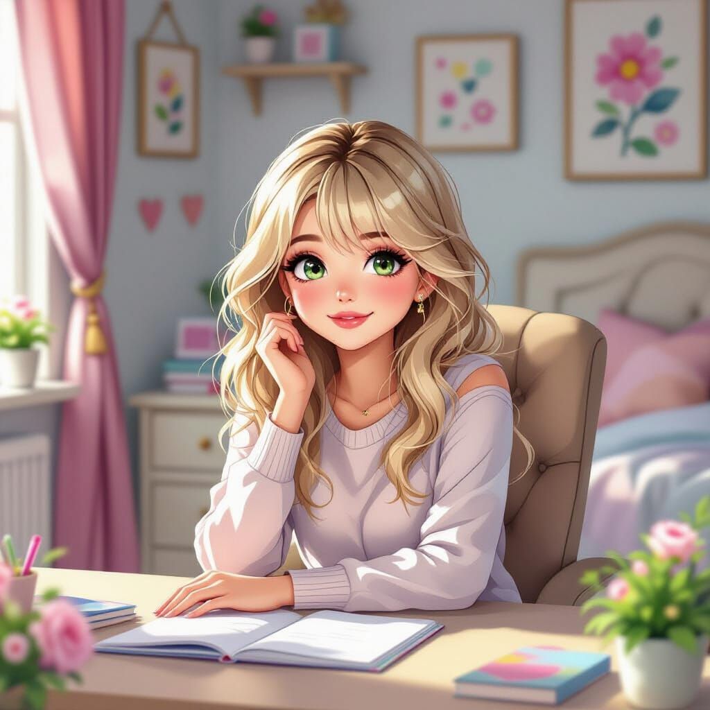 Teenage Girl's Cozy Bedroom in Whimsical, Vibrant Style