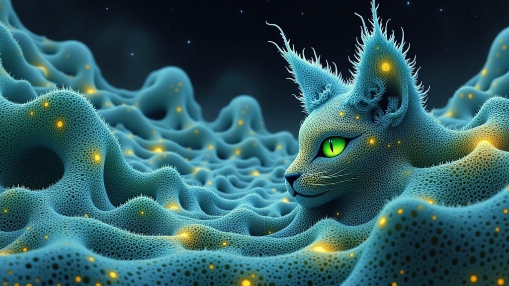 Surreal Feline Explorer in Cosmic Foam