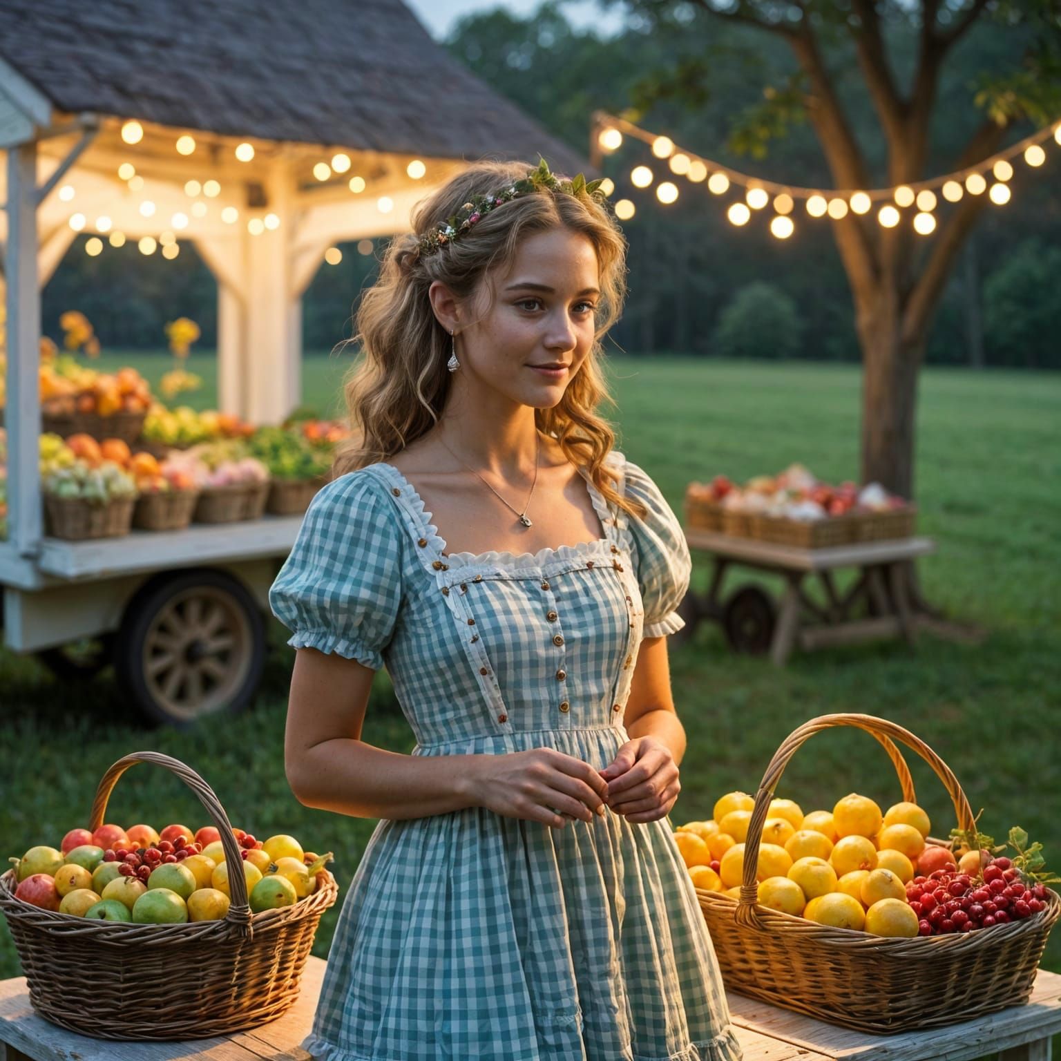 Charming Farmstand at Dusk with Southern Belle