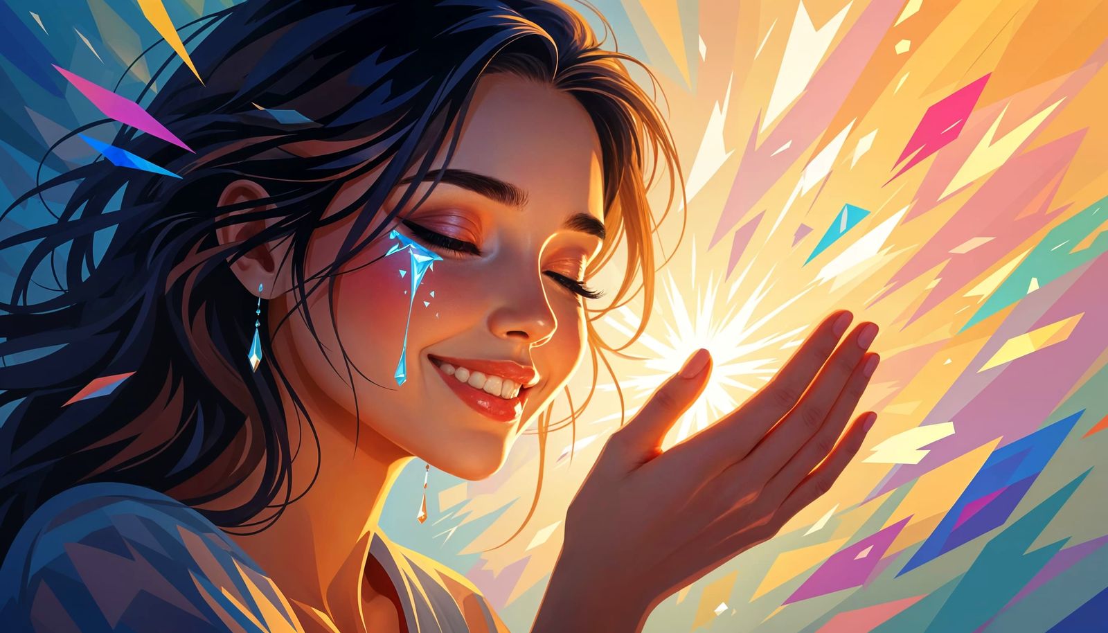 Abstract Tears: Shards of Light and Hope