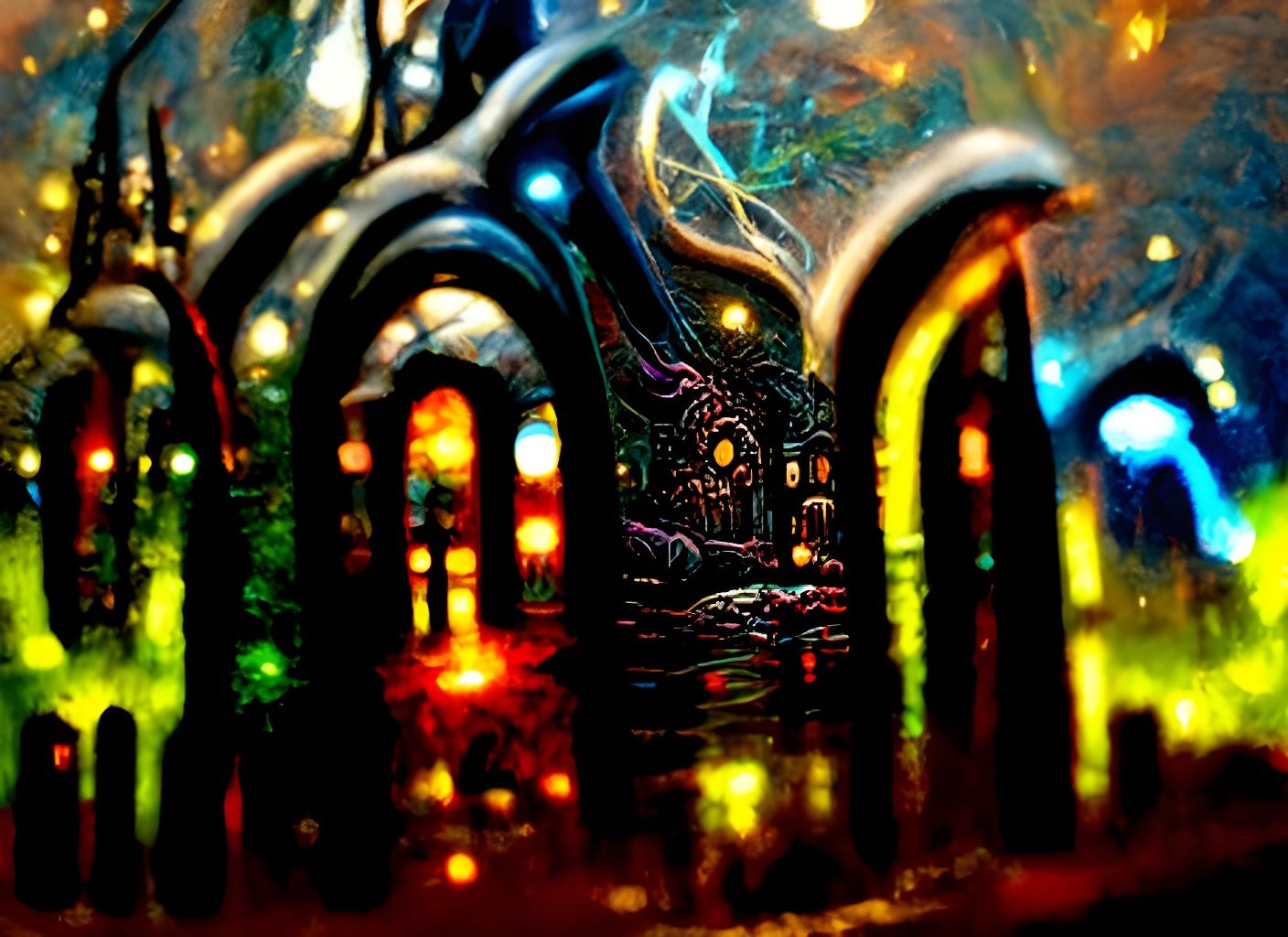 Bioluminescent Doorway in Fantasy Tavern-Cellar