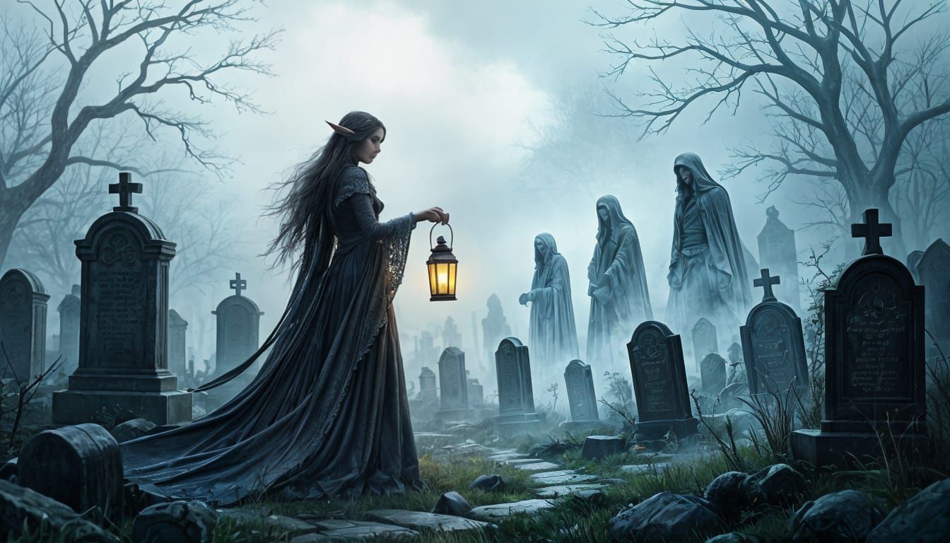Ethereal Elf in Graveyard with Lantern