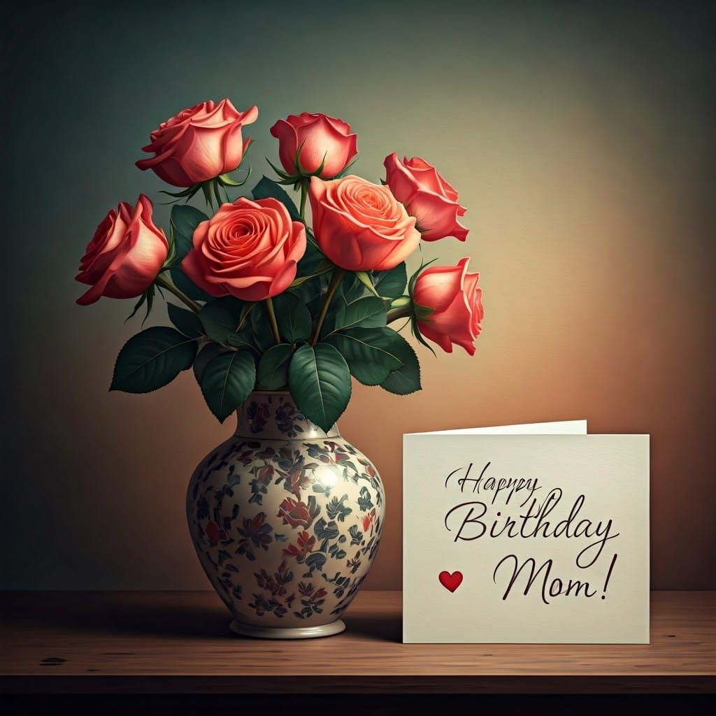 Surreal Floral Birthday Wishes in a Detailed Matte-Painted S...