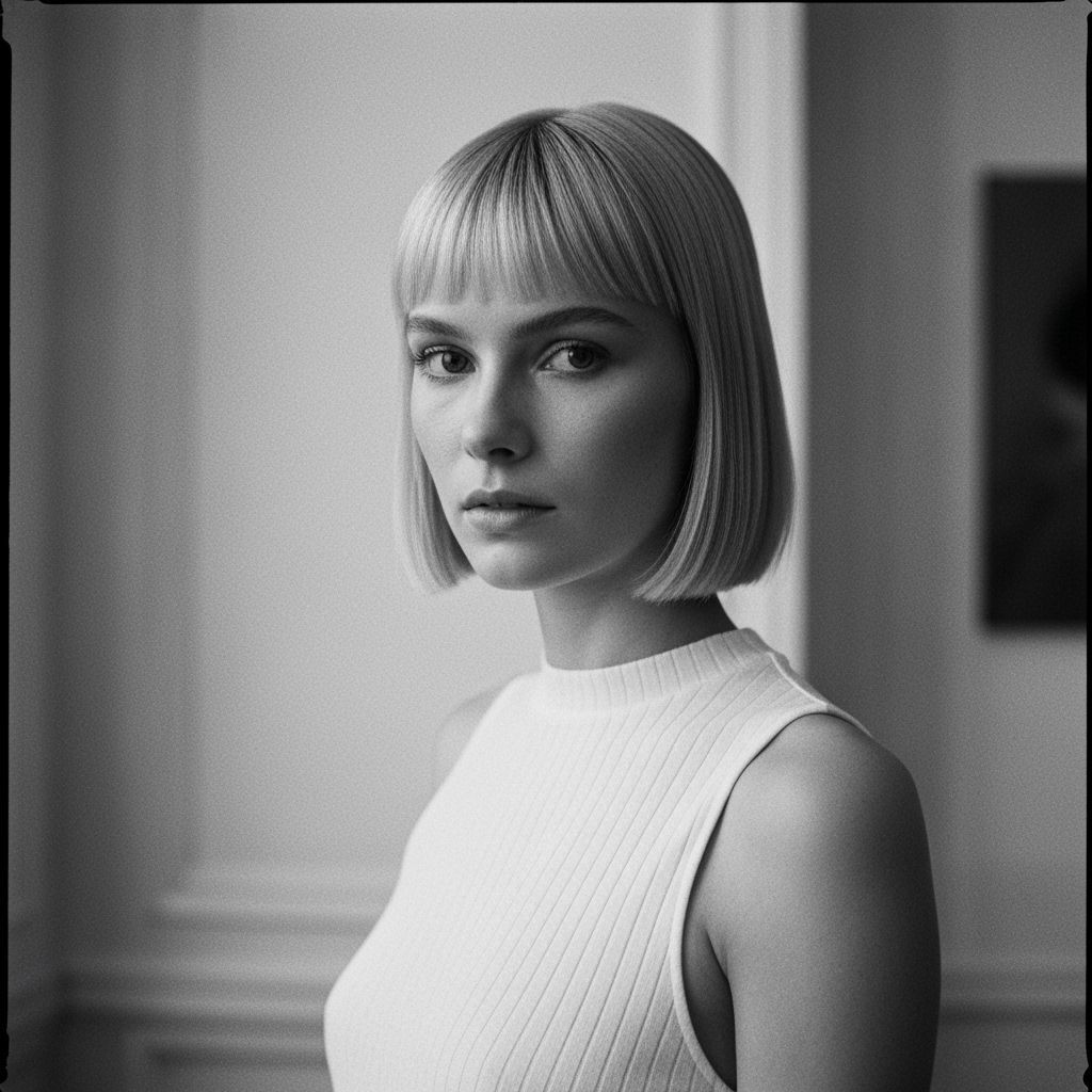 Blond Woman's Portrait in Classic Film Style