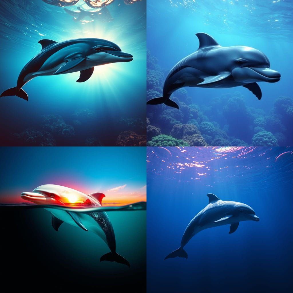 Vivid Double Exposure: Dolphin and Deep Sea