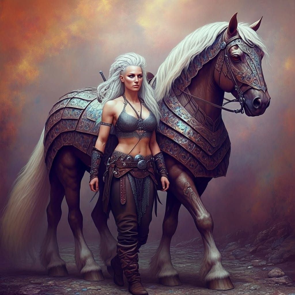 Elegant Viking Warrior Returns Home in Cyberpunk Style