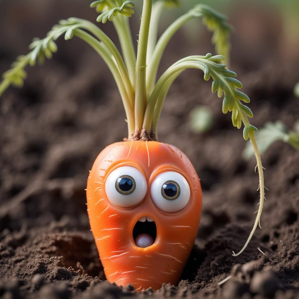 Scared Googly Eye Carrot: Tilt-Shift Macro Photo