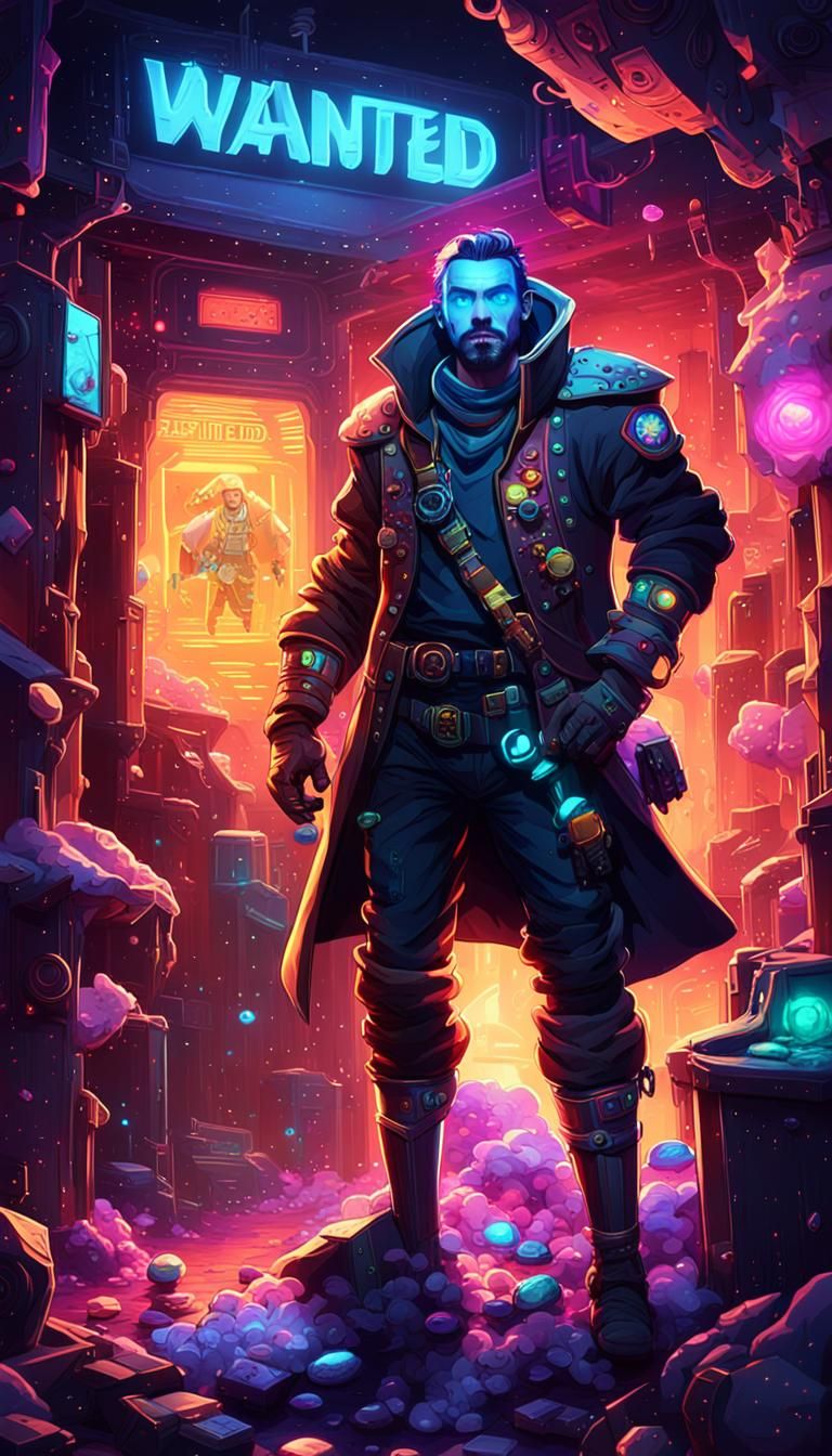 Space Pirate Concept Art with Nebula Gems