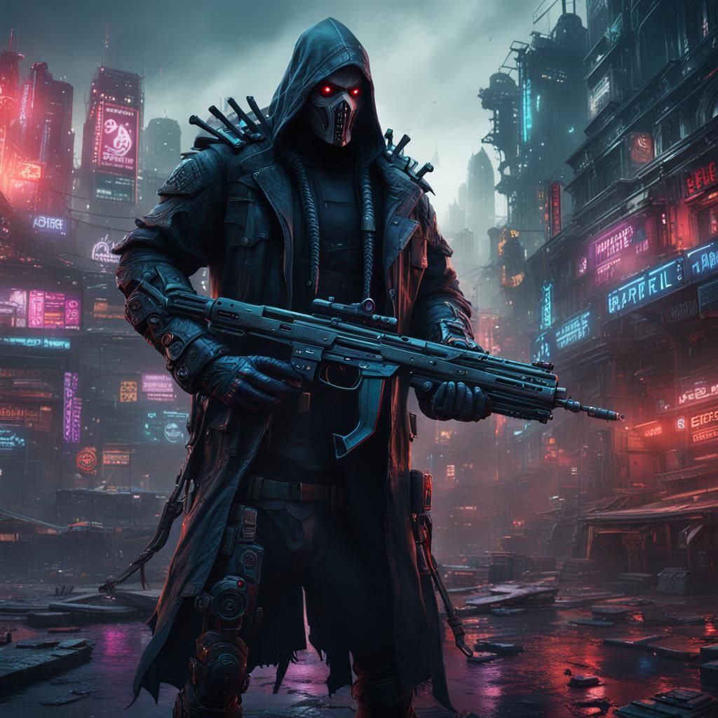 Cyberpunk Dark Reaper in Detailed Matte Painting