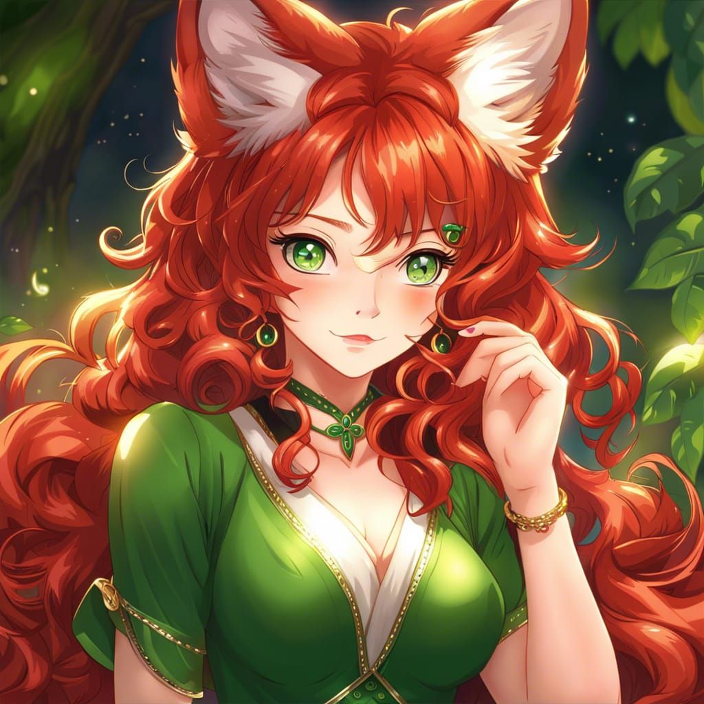 Cat Girl Portrait in Anime Manga Style