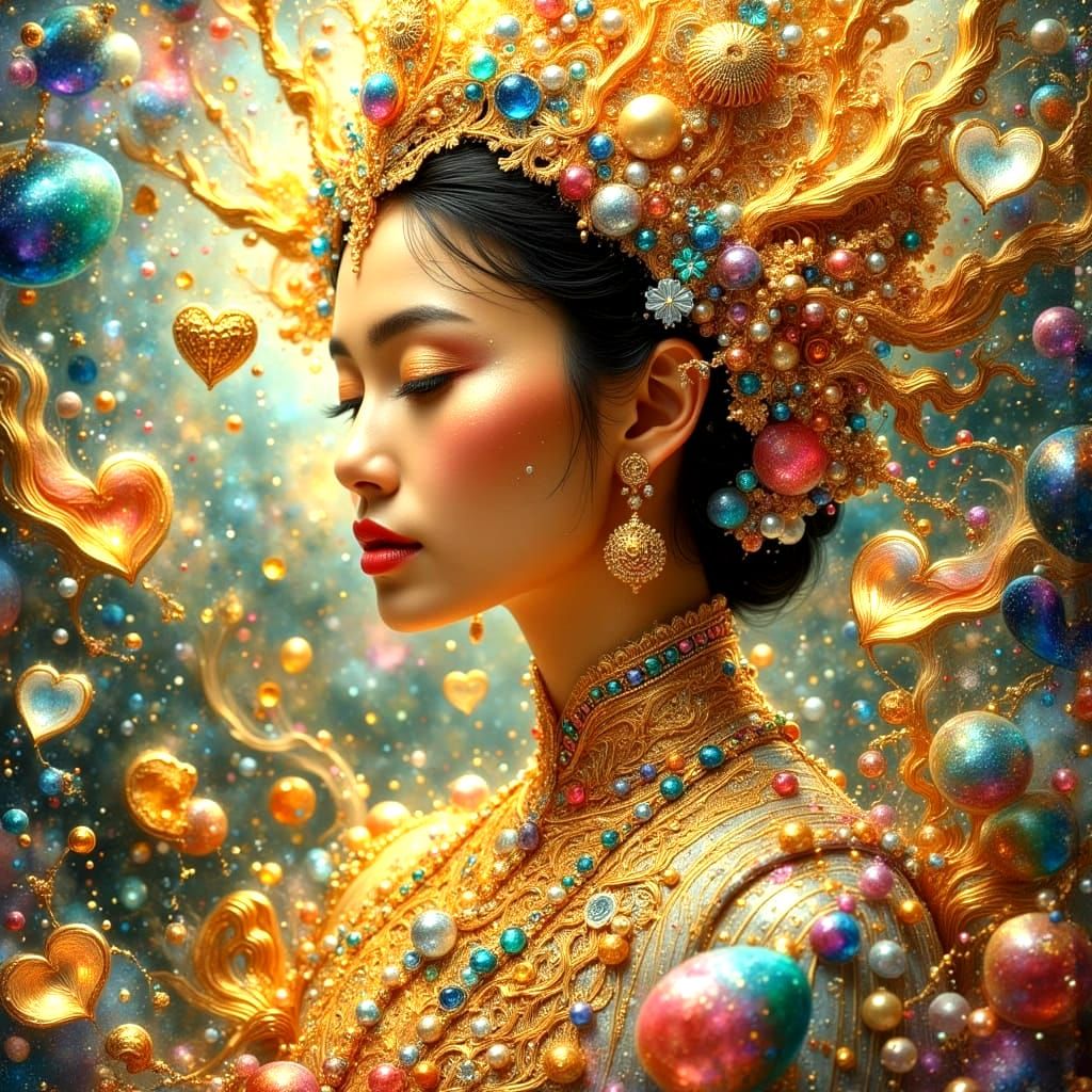 Enchanting Thai Goddess in Dark Oil Paint