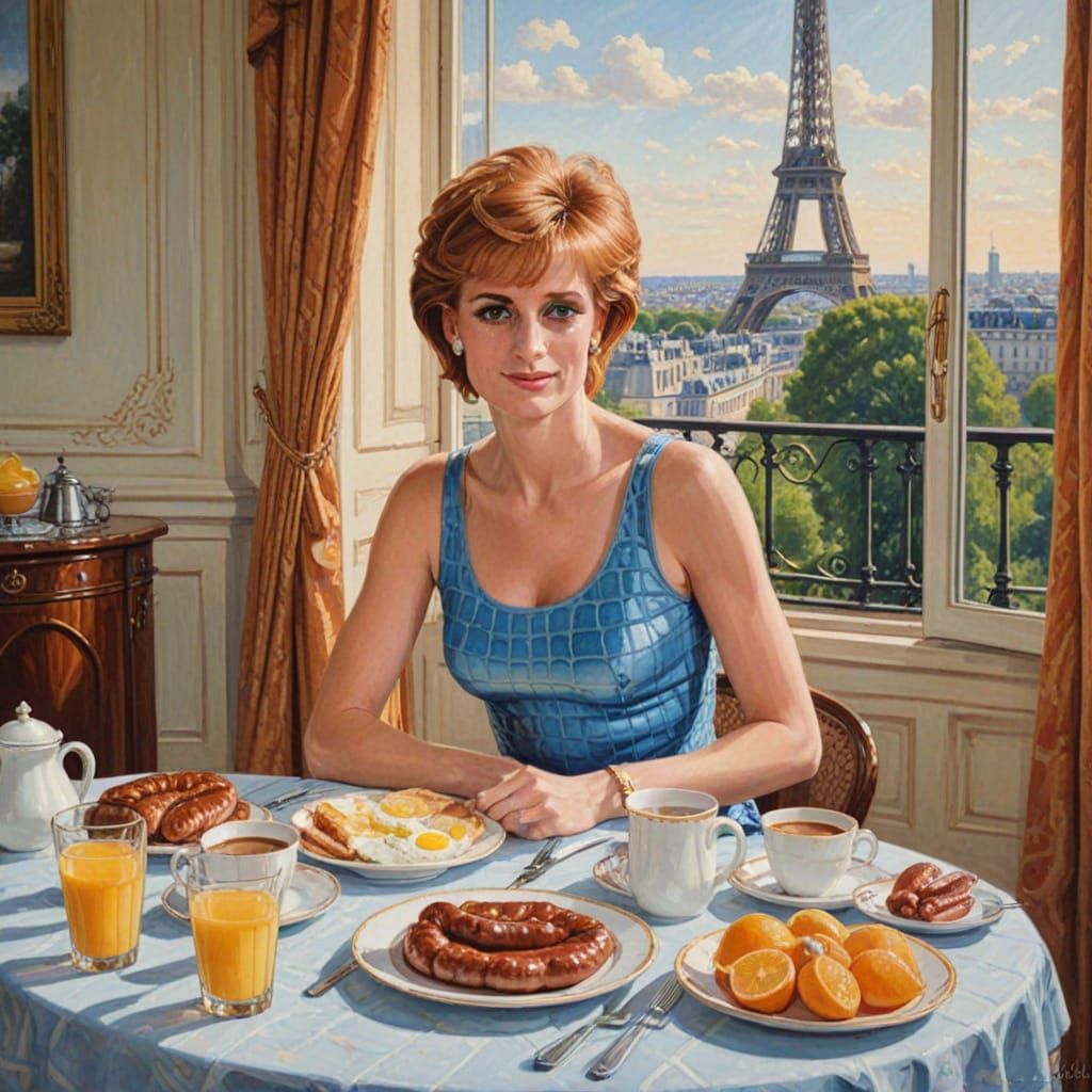 Redhead Princess Diana Breakfast in Paris