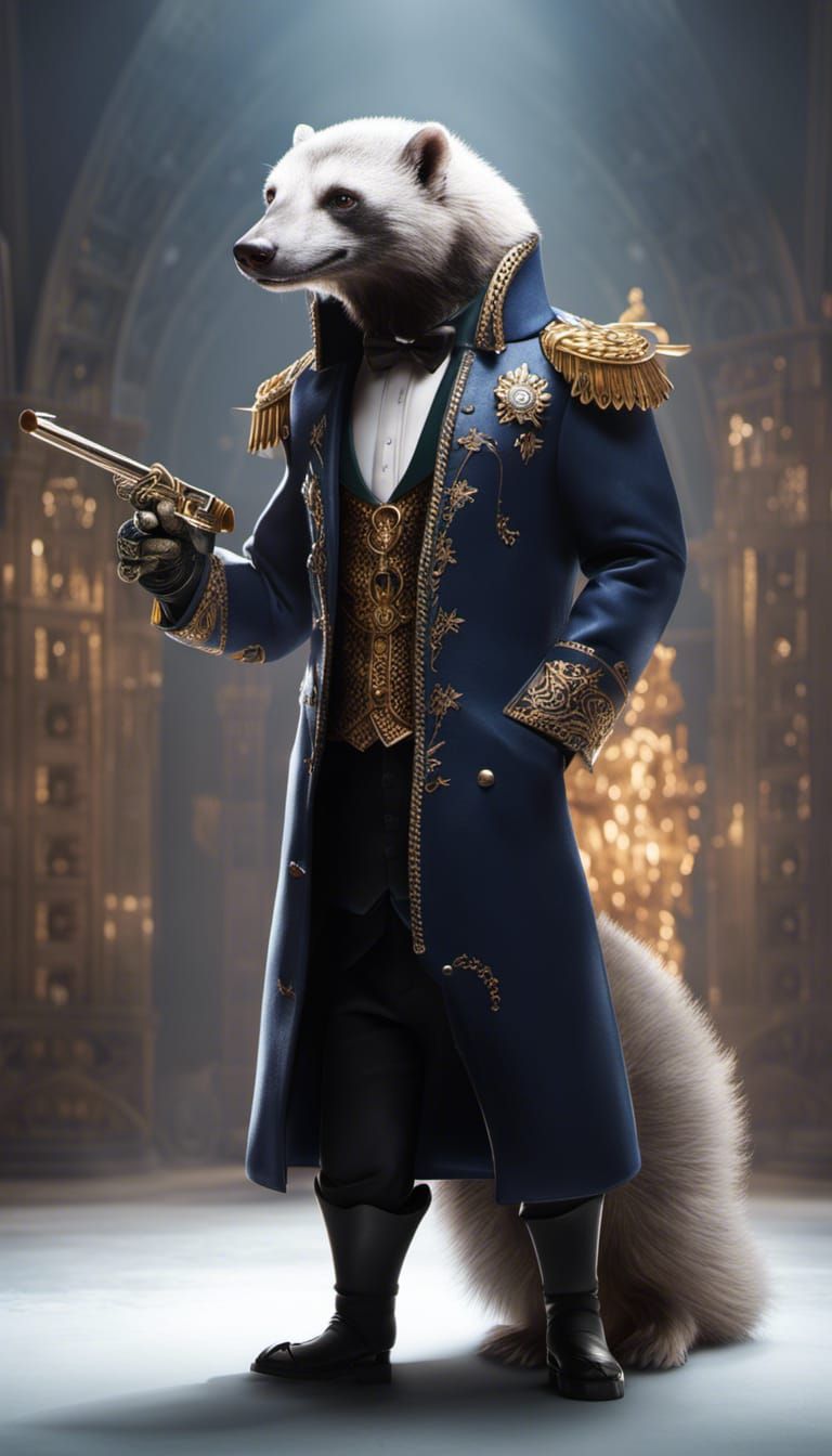 Honey Badger Mafia Boss in Sci-Fi Rococo Style