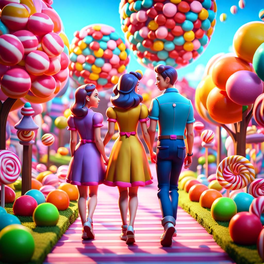Couple in a Candy Wonderland: 3D Game Art