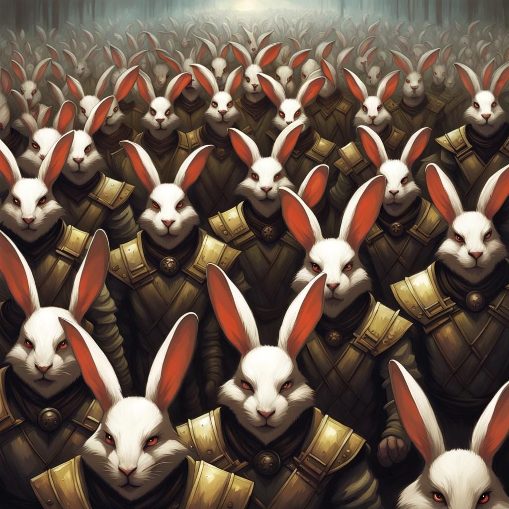 Sinister Rabbit Warrior Army: A Digital Painting