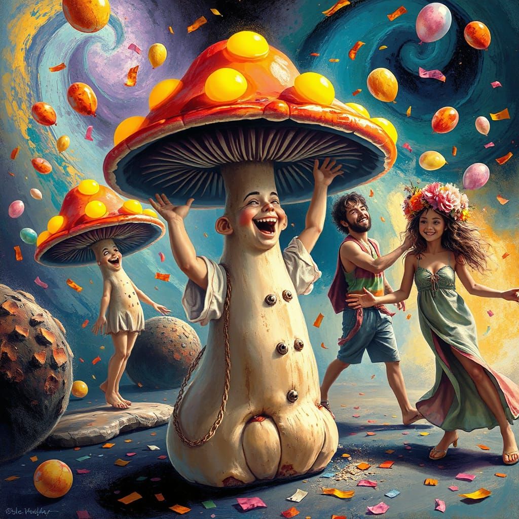 Vibrant Hippie Mushroom Realm