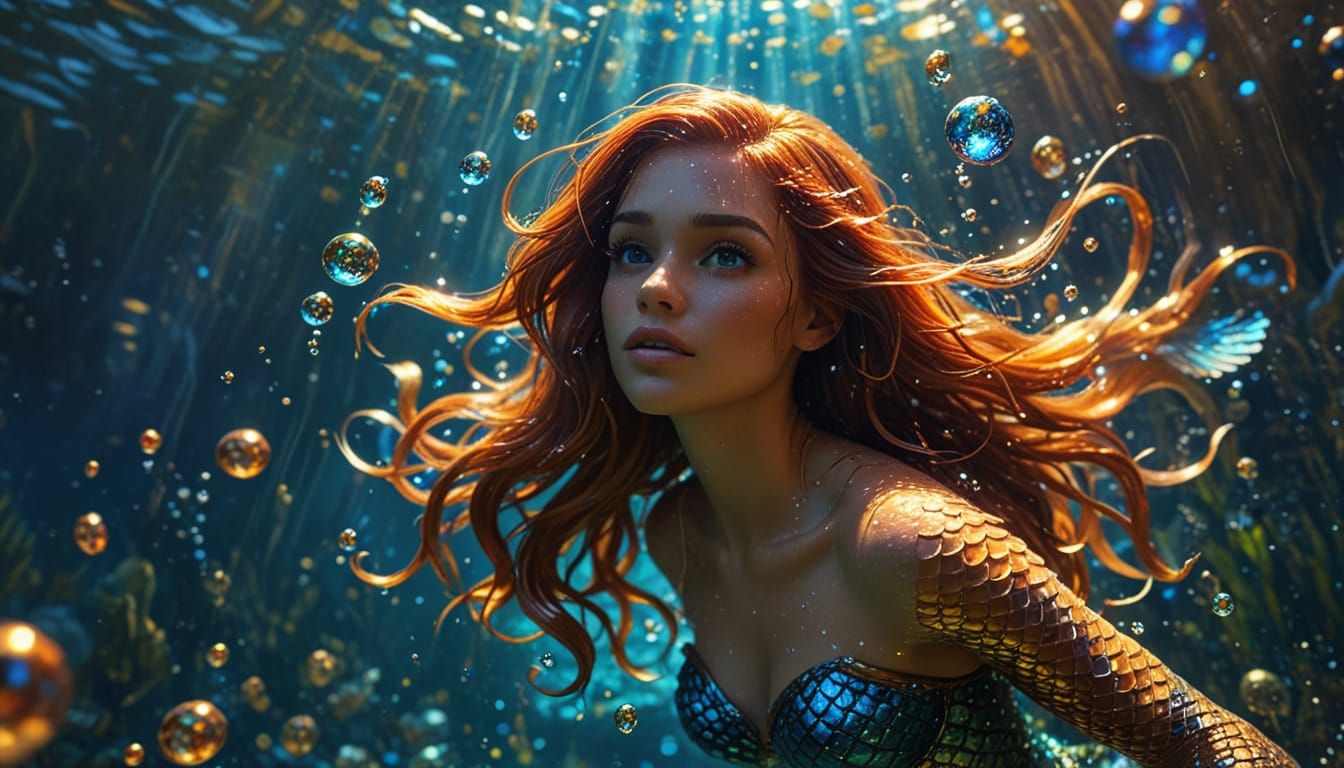 Vibrant Mermaid Concept Art in Pixar Style