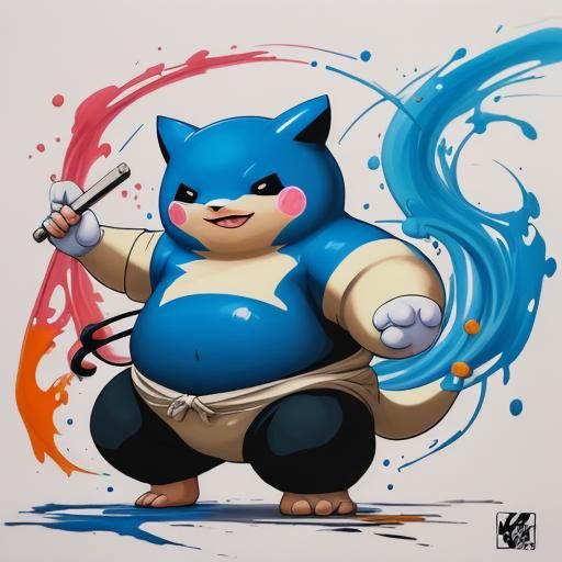 Snorlax Samurai Kung Fu in Graffiti Art Style