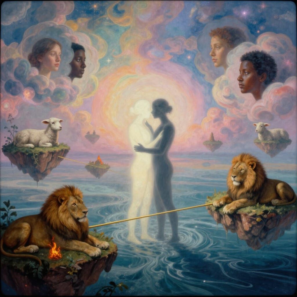 Surreal Landscape of Unity: Light, Shadow, and Harmony