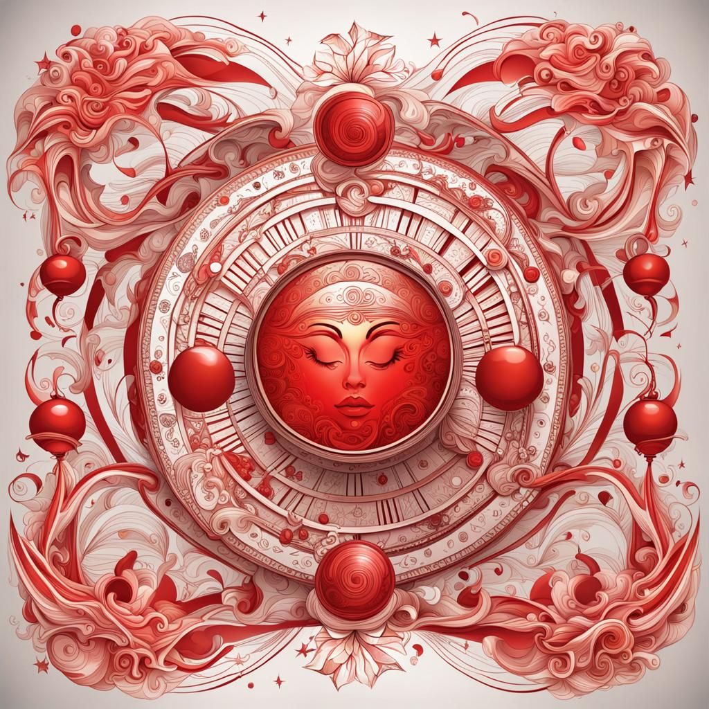 Abstract Red Libra Zodiac Magic