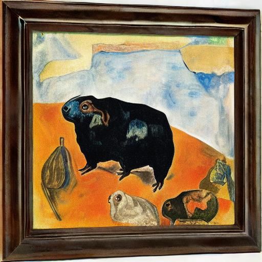 Surreal Guinea Pig Portrait Inspired by Expressionism