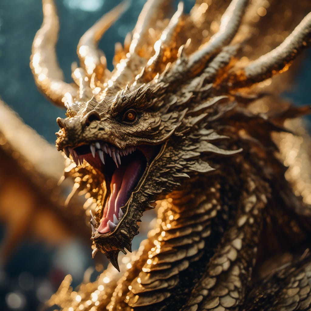 Close Up Golden Dragon in Professional Photography Style
