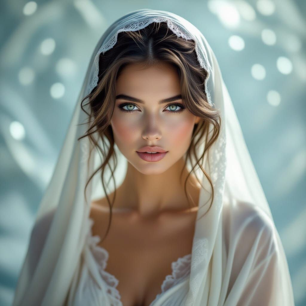 Ethereal Supermodel Portrait in Moonlight Fabrics